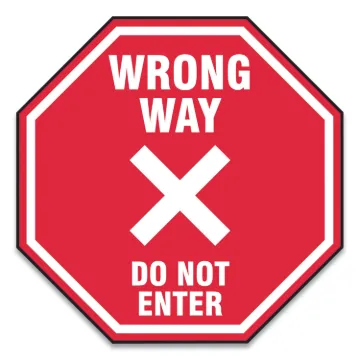 Slip-Gard Social Distance Floor Signs, 17 x 17, "Wrong Way Do Not Enter", Red, 25/Pack