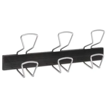 Wall-Mount Coat Hooks, Metal, Silver, 22 lb, 18.11" x 2.95" x 6.45