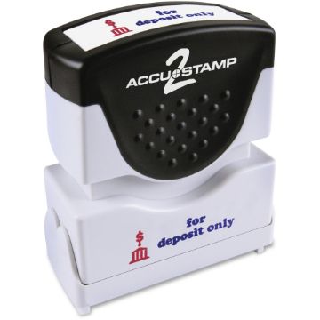 Pre-Inked Shutter Stamp, Red/Blue, FOR DEPOSIT ONLY, 1 5/8 x 1/2