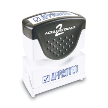 Pre-Inked Shutter Stamp, Blue, APPROVED, 1 5/8 x 1/2