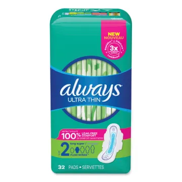 Ultra Thin Pads with Wings, Super Long 10 Hour, 32/Pack