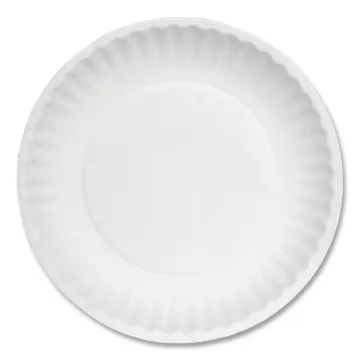 White Paper Plates, 6" dia, 100/Pack, 10 Packs/Carton