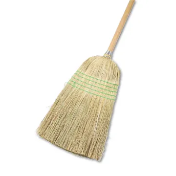 Parlor Broom, Yucca/Corn Fiber Bristles, 56", Wood Handle, Natural, 12/Carton