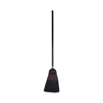 Flagged Tip Poly Bristle Janitor Brooms, 57-58-1/2", Natural/Black, 12/Carton