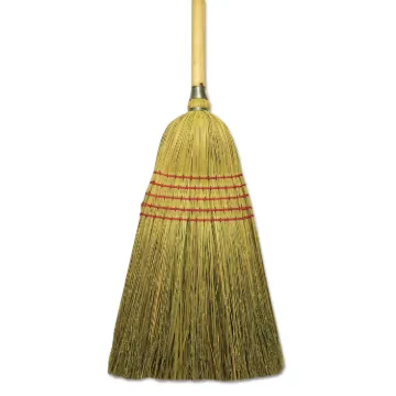 Corn/Fiber Lobby Brooms, 53.5", Natural, 6/Carton
