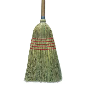 Corn Broom, 56", Lacquered Wood Handle, Natural, 6/Carton