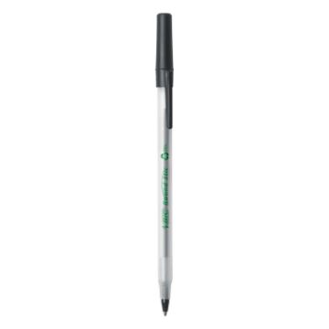 Ecolutions Round Stic Stick Ballpoint Pen Value Pack, 1mm, Black Ink, Clear Barrel, 50/Pack