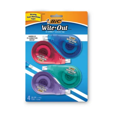Wite-Out EZ Correct Correction Tape, Non-Refillable, 1/6" x 400", 4/Pack (MINIMUM ORDER QUANTITY IS