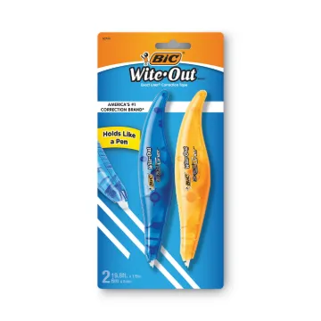 Wite-Out Brand Exact Liner Correction Tape, Non-Refillable, Blue/Orange, 1/5" x 236", 2/Pack
