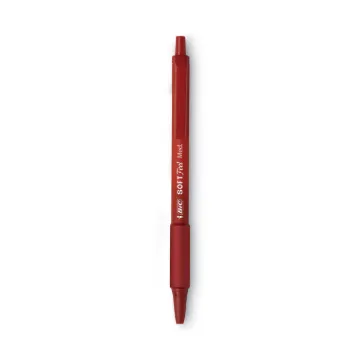 Soft Feel Retractable Ballpoint Pen, Medium 1mm, Red Ink/Barrel, Dozen
