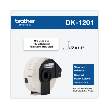 Die-Cut Address Labels, 1.1" x 3.5", White, 400/Roll