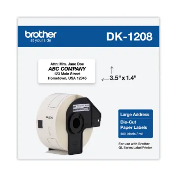 Die-Cut Address Labels, 1.4" x 3.5", White, 400/Roll