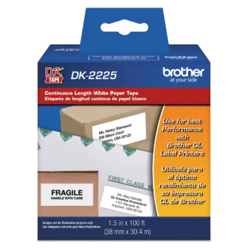 Continuous Paper Label Tape, 1.5" x 100 ft, Black/White