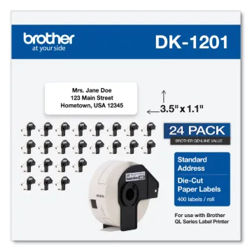 Die-Cut Address Labels, 1.1 x 3.5, White, 400/Roll, 24 Rolls/Pack