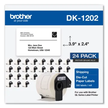 Die-Cut Shipping Labels, 2.4 x 3.9, White, 300/Roll, 24 Rolls/Pack