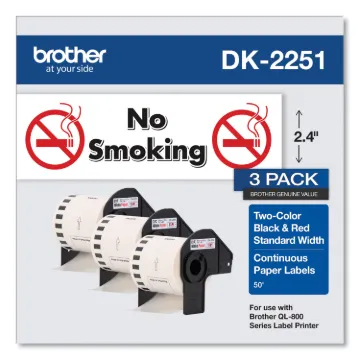 Continuous Paper Label Tape, 2.44" x 100ft, White, 3 Rolls/Pack
