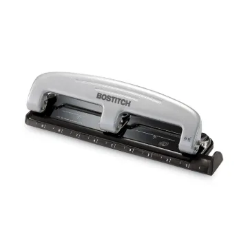 EZ Squeeze Three-Hole Punch, 12-Sheet Capacity, Black/Silver