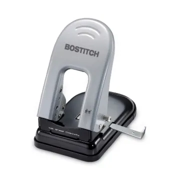 EZ Squeeze Two-Hole Punch, 40-Sheet Capacity, Black/Silver