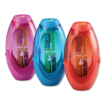 Twist-n-Sharp Pencil Sharpener, Two-Hole, 3.91" x 1.5" x 5.88", Randomly Assorted Colors, 6/Pack