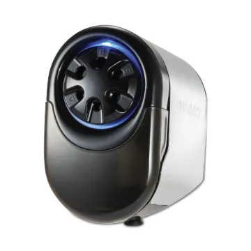 QuietSharp Glow Classroom Electric Pencil Sharpener, AC-Powered, 6.13" x 10.69" x 9", Silver/Black
