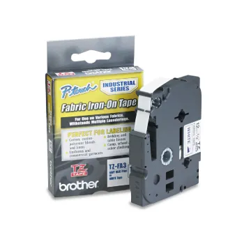 TZ Industrial Series Fabric Iron-On Tape, 0.47" x 9.8 ft, Navy on White