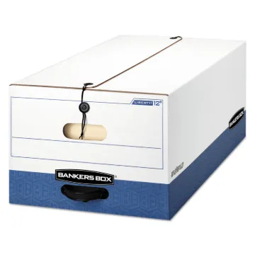 LIBERTY Heavy-Duty Strength Storage Boxes, Legal Files, 15.25" x 24.13" x 10.75", White/Blue, 12/Car