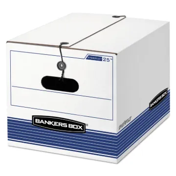 STOR/FILE Medium-Duty Strength Storage Boxes, Letter/Legal Files, 12.25" x 16" x 11", White/Blue, 12