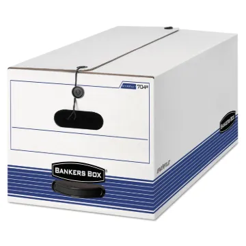 STOR/FILE Medium-Duty Strength Storage Boxes, Letter Files, 12.25" x 24.13" x 10.75", White/Blue, 4/