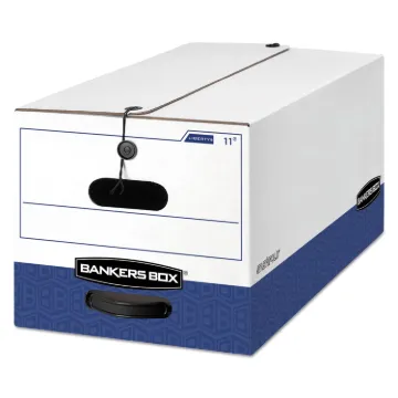 LIBERTY Heavy-Duty Strength Storage Boxes, Letter Files, 12.25" x 24.13" x 10.75", White/Blue, 4/Car