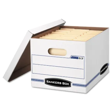 EASYLIFT Basic-Duty Strength Storage Boxes, Letter Files, 12.75" x 13.25" x 10.5", White/Blue, 12/Ca