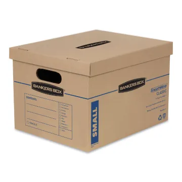 SmoothMove Classic Moving/Storage Boxes, Small, Half Slotted Container (HSC), 15" x 12" x 10", Brown