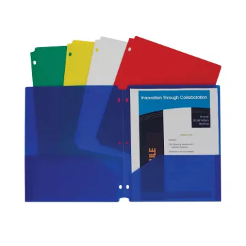 Two-Pocket Heavyweight Poly Portfolio Folder, 3-Hole Punch, Letter, Asst, 10/PK