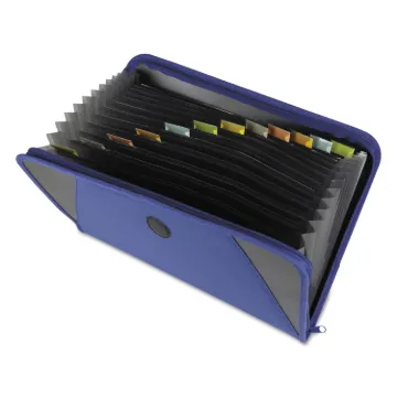 Expanding File w/ Zipper Closure, 2" Expansion, 13 Sections, Letter Size, Blue