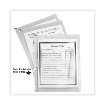 Zip 'N Go Reusable Envelope with Outer Pocket, 1" Capacity, 2 Sections, 10 x 13, Clear, 3/Pack