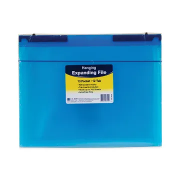 Expanding File w/ Hanging Tabs, 1" Expansion, 13 Sections, Letter Size, Blue
