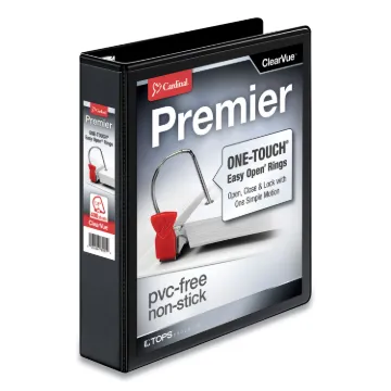 Premier Easy Open ClearVue Locking Slant-D Ring Binder, 3 Rings, 1.5" Capacity, 11 x 8.5, Black