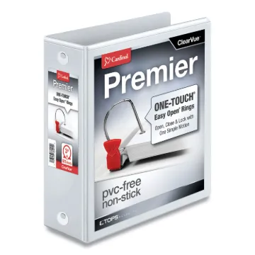 Premier Easy Open ClearVue Locking Round Ring Binder, 3 Rings, 3" Capacity, 11 x 8.5, White
