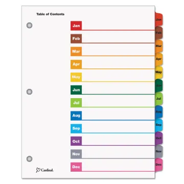OneStep Printable Table of Contents and Dividers, 12-Tab, Jan. to Dec., 11 x 8.5, White, 1 Set