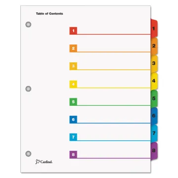 OneStep Printable Table of Contents and Dividers, 8-Tab, 1 to 8, 11 x 8.5, White, 1 Set