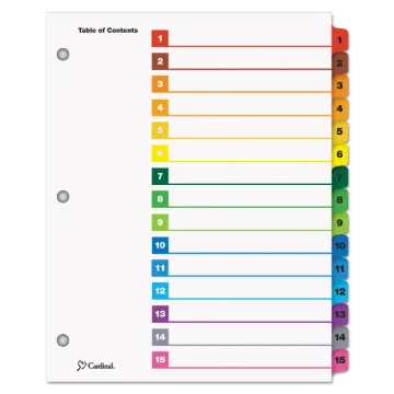OneStep Printable Table of Contents and Dividers, 15-Tab, 1 to 15, 11 x 8.5, White, 1 Set