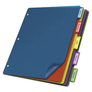 Poly Index Dividers, 5-Tab, 11 x 8.5, Assorted, 4 Sets