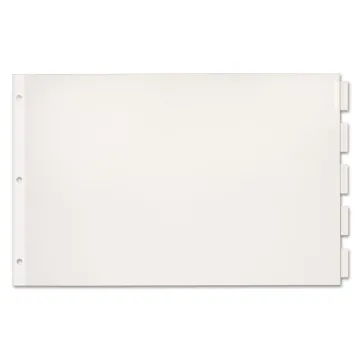 Paper Insertable Dividers, 5-Tab, 11 x 17, White, 1 Set