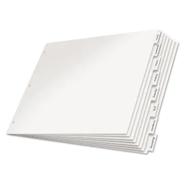 Paper Insertable Dividers, 8-Tab, 11 x 17, White, 1 Set