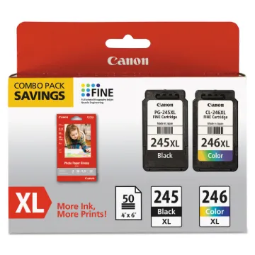8278B005 (PG-245XL/CL-246XL) Ink and Paper Combo Pack, Black/Tri-Color