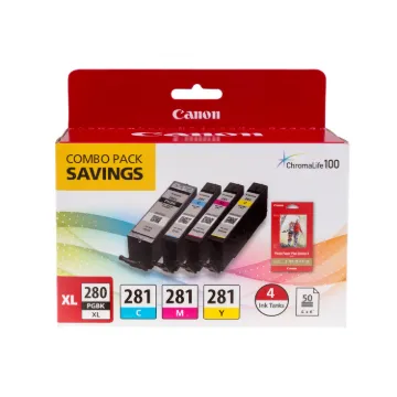 2021C006 (CLI-281; PGI-280 XL) Ink, Black XL/Cyan/Magenta/Yellow