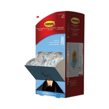 Clear Hooks & Strips, Plastic, Medium, 50 Hooks w/50 Adhesive Strips per Carton (MINIMUM ORDER QUANT