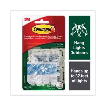 All Weather Hooks and Strips, Plastic, Small, 16 Clips and 20 Strips/Pack