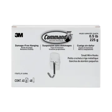 Clear Hooks and Strips, Plastic/Metal, Small, 40 Hooks and 48 Strips/Pack