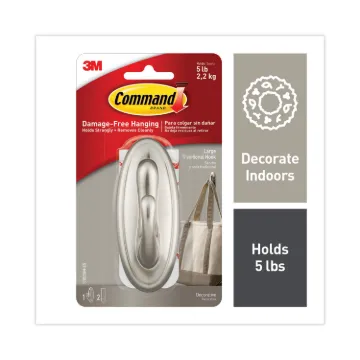 Decorative Hooks, Traditional, Large, 1 Hook & 2 Strips/Pack (MINIMUM ORDER QUANTITY IS 1 CT OR 24 P