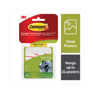 Poster Strips Value Pack, 5/8" x 1 3/4", White, 48/Pack (MINIMUM ORDER QUANTITY IS 1 CT OR 24 PK)